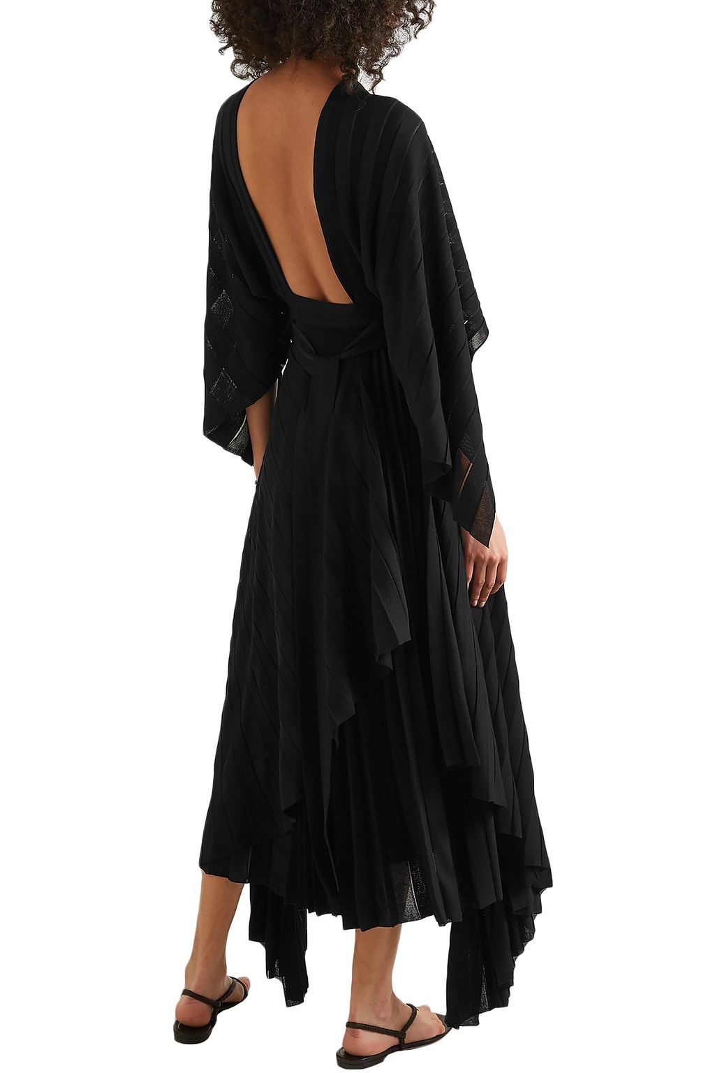 VALENTINO GARAVANI Asymmetric open-back pleated stretch-knit dress