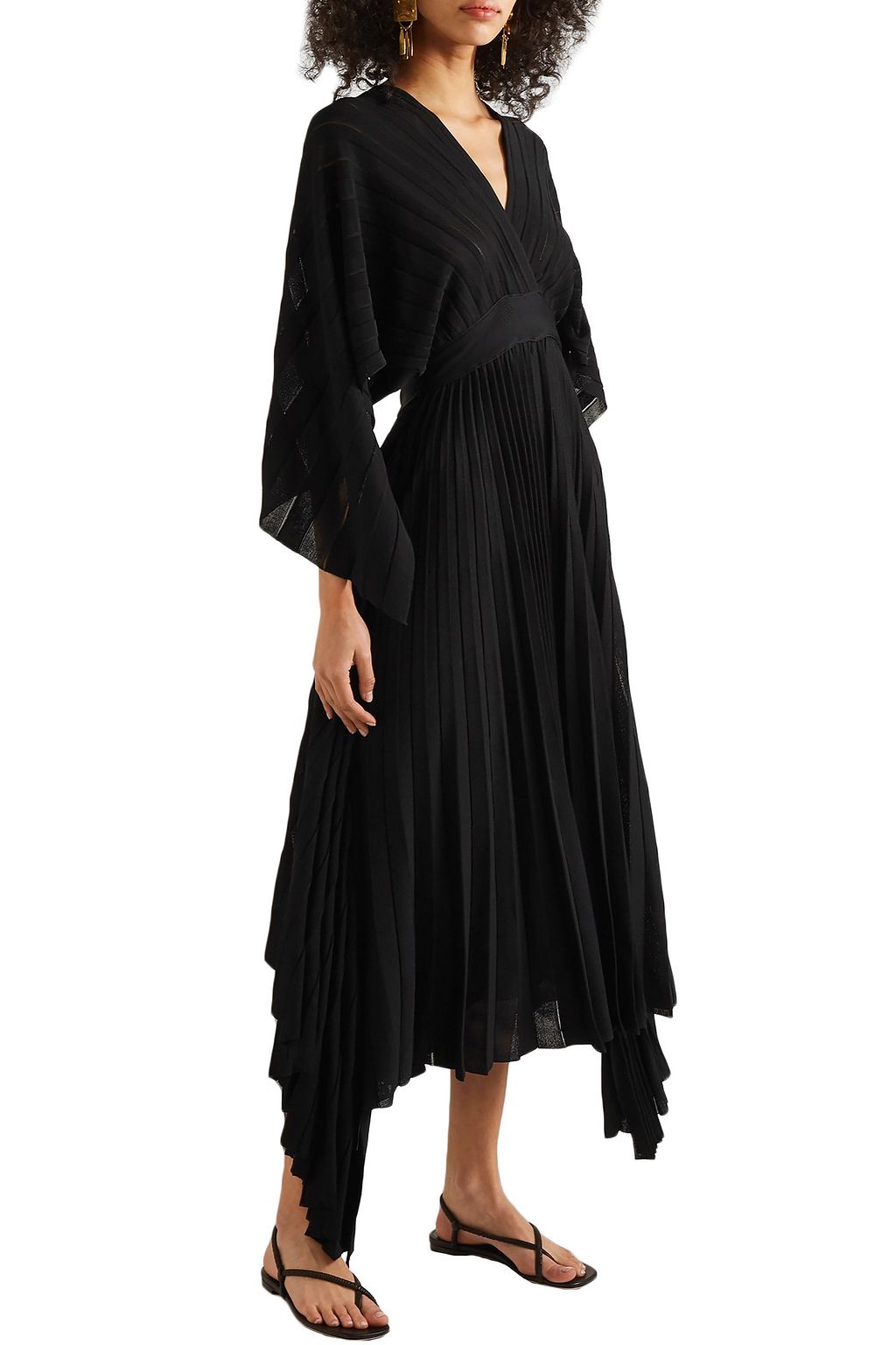 VALENTINO GARAVANI Asymmetric open-back pleated stretch-knit dress
