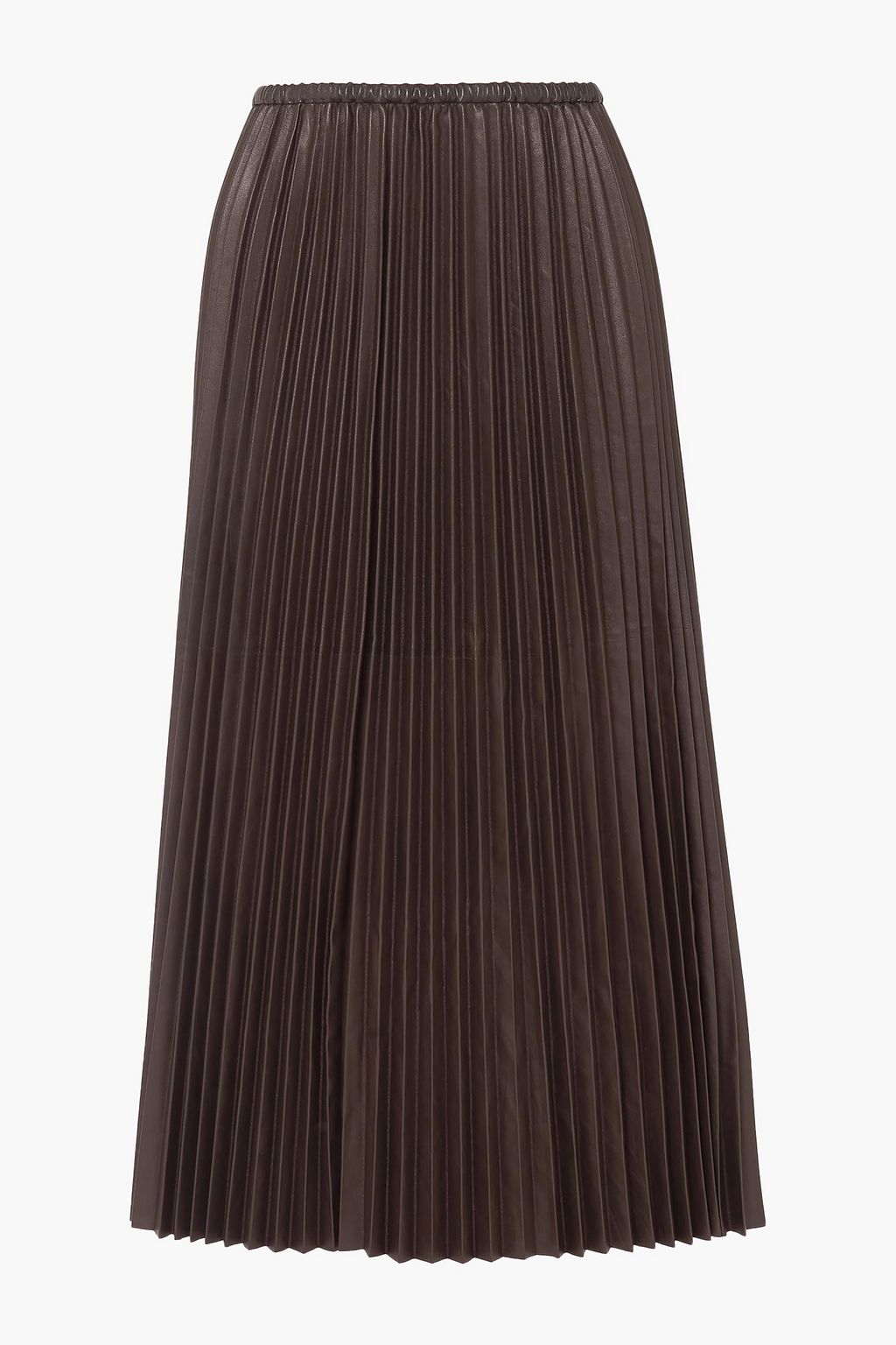 VALENTINO GARAVANI Pleated leather midi skirt | THE OUTNET