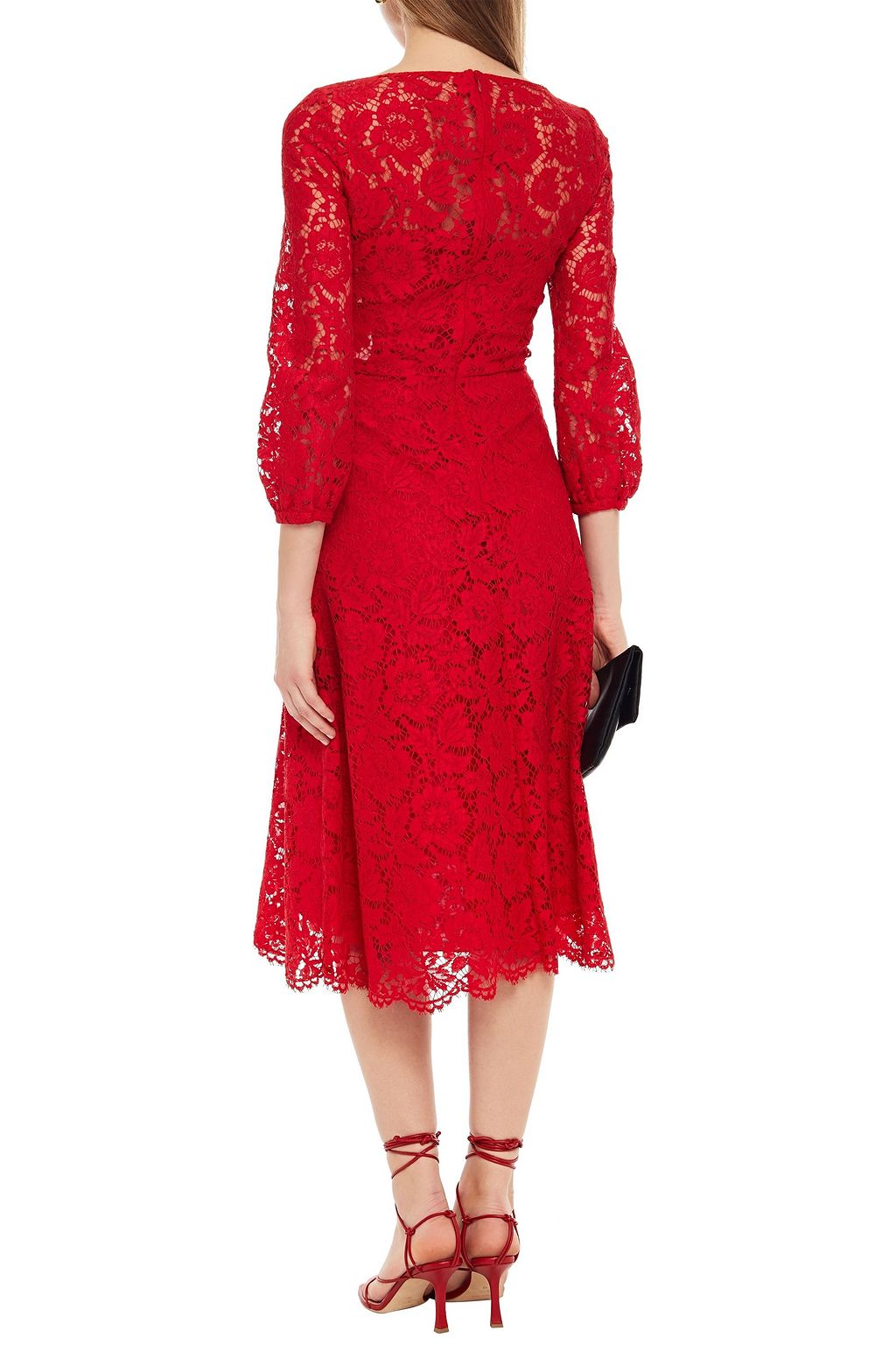 VALENTINO GARAVANI Cotton-blend corded lace midi dress