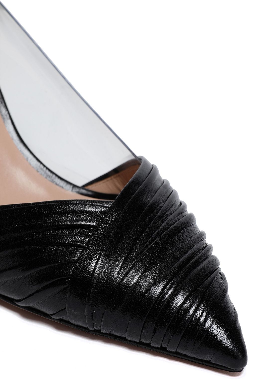VALENTINO GARAVANI PVC and gathered leather pumps