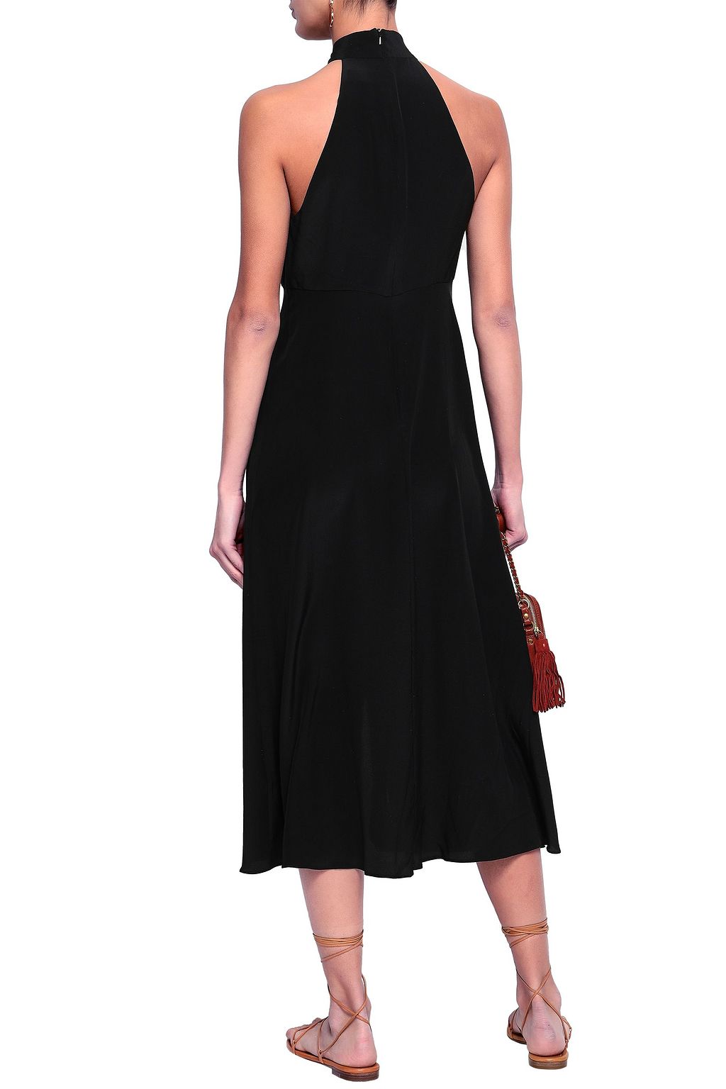 ZIMMERMANN Button-embellished silk crepe de chine halterneck midi dress