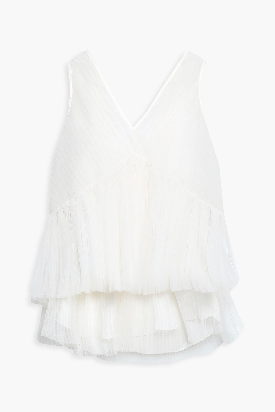 brunello cucinelli - tiered pleated tulle top - white - xs