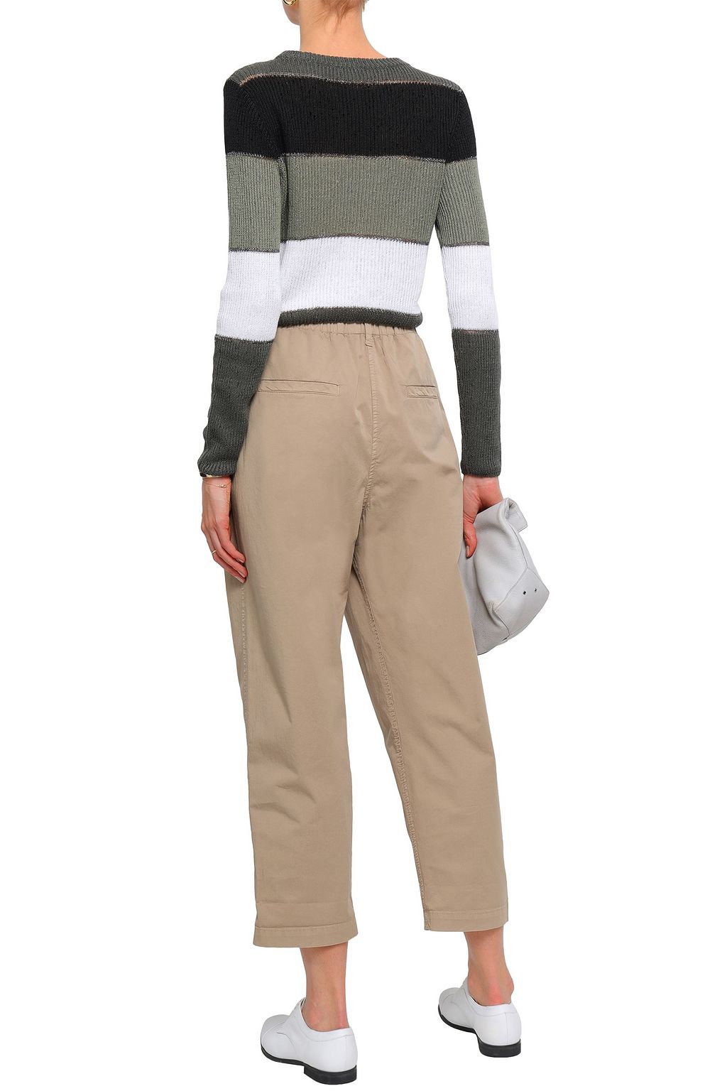 BRUNELLO CUCINELLI Striped linen and silk-blend sweater