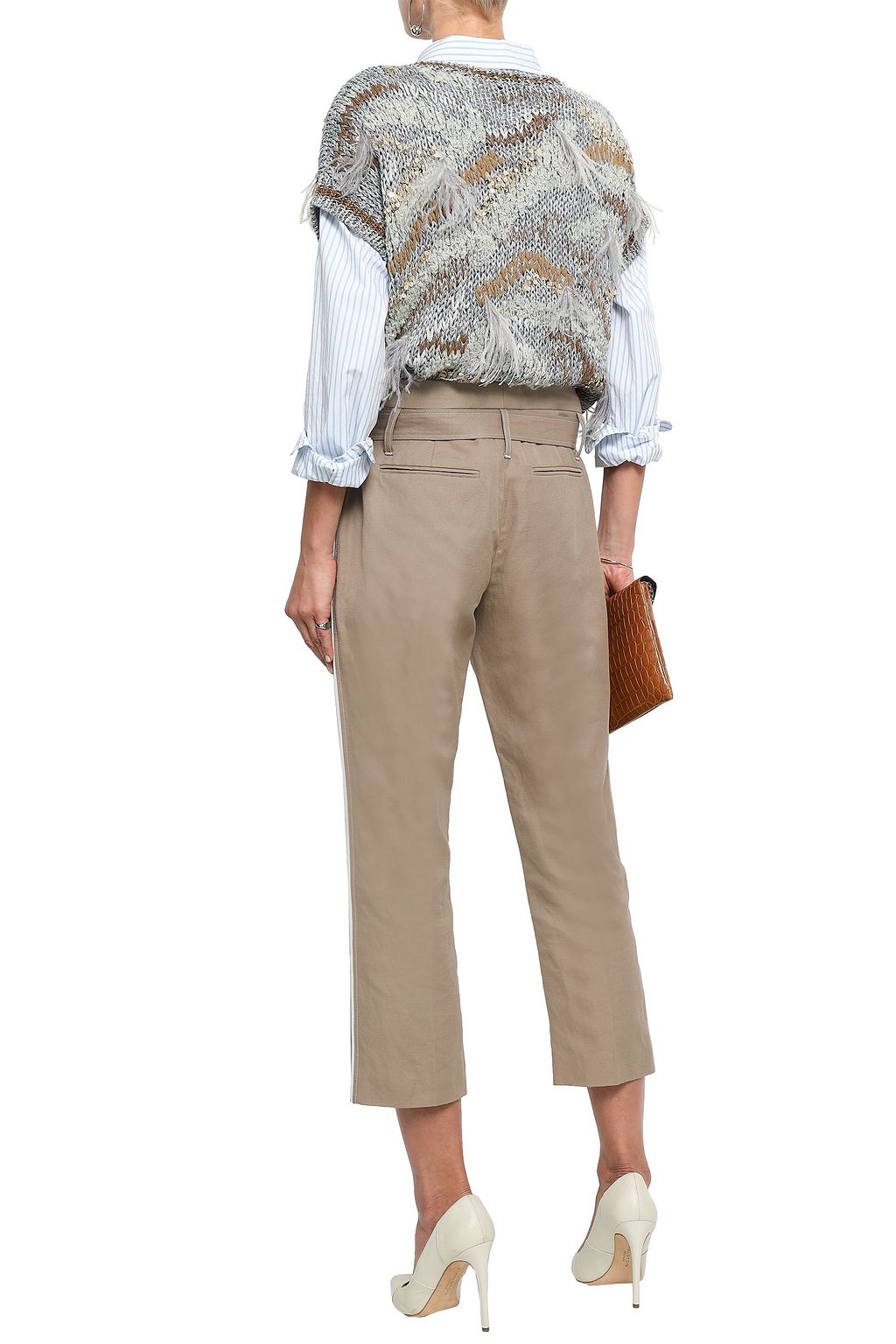 BRUNELLO CUCINELLI Cropped cotton and linen-blend gabardine straight-leg pants