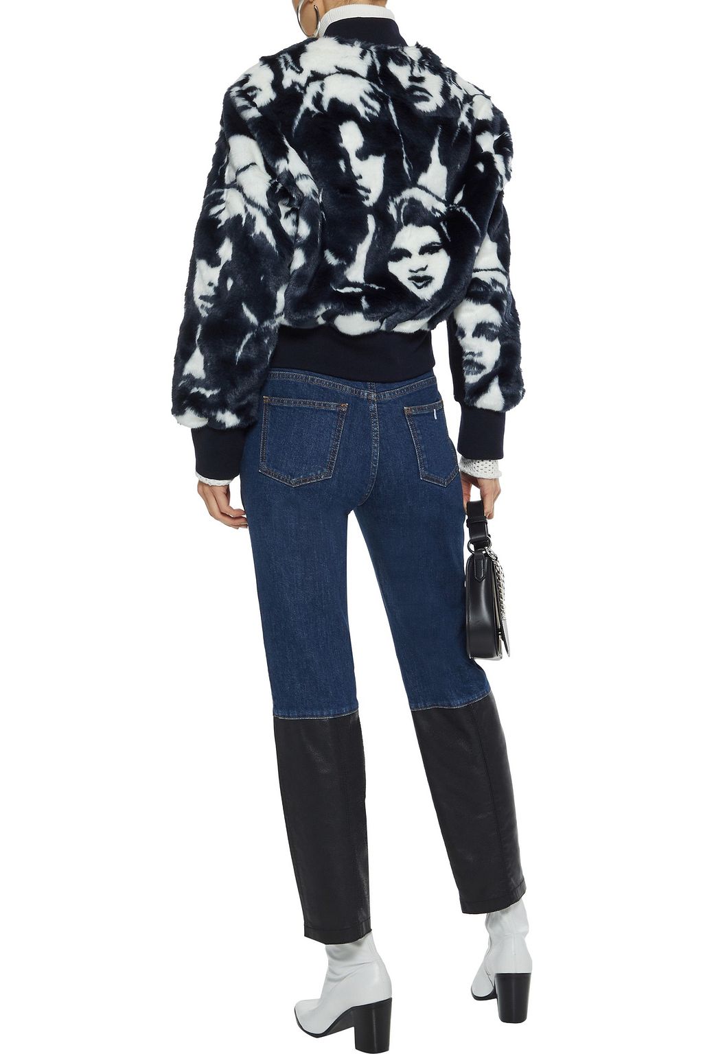 STELLA MCCARTNEY Faux leather-paneled high-rise straight-leg jeans