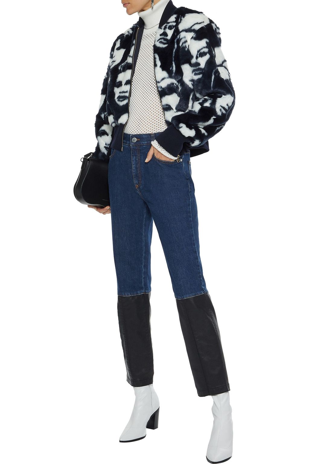 STELLA MCCARTNEY Faux leather-paneled high-rise straight-leg jeans