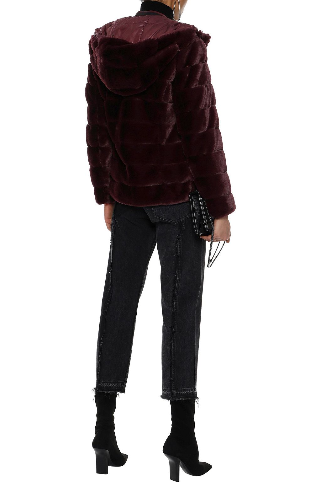LINE Quilted faux fur hooded coat