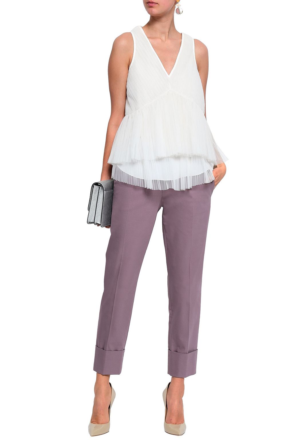 BRUNELLO CUCINELLI Cropped cotton-blend twill tapered pants