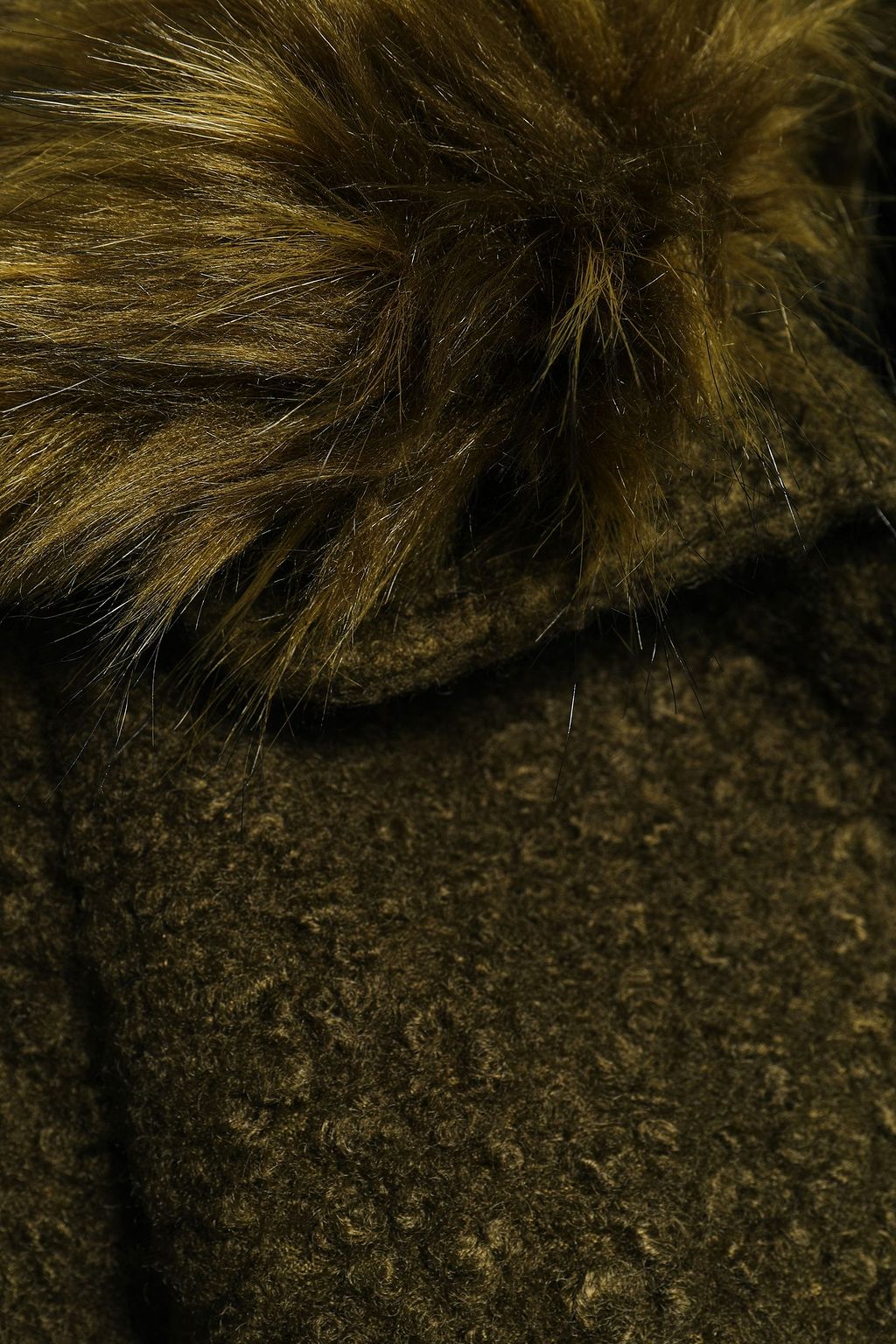 LINE Ludwig faux fur-trimmed bouclé coat
