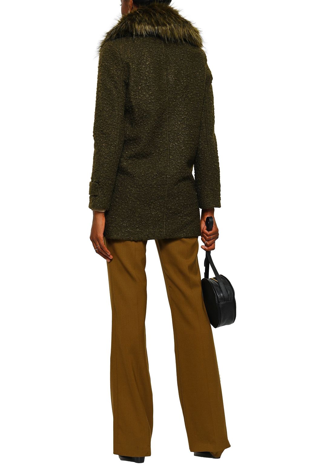 LINE Ludwig faux fur-trimmed bouclé coat