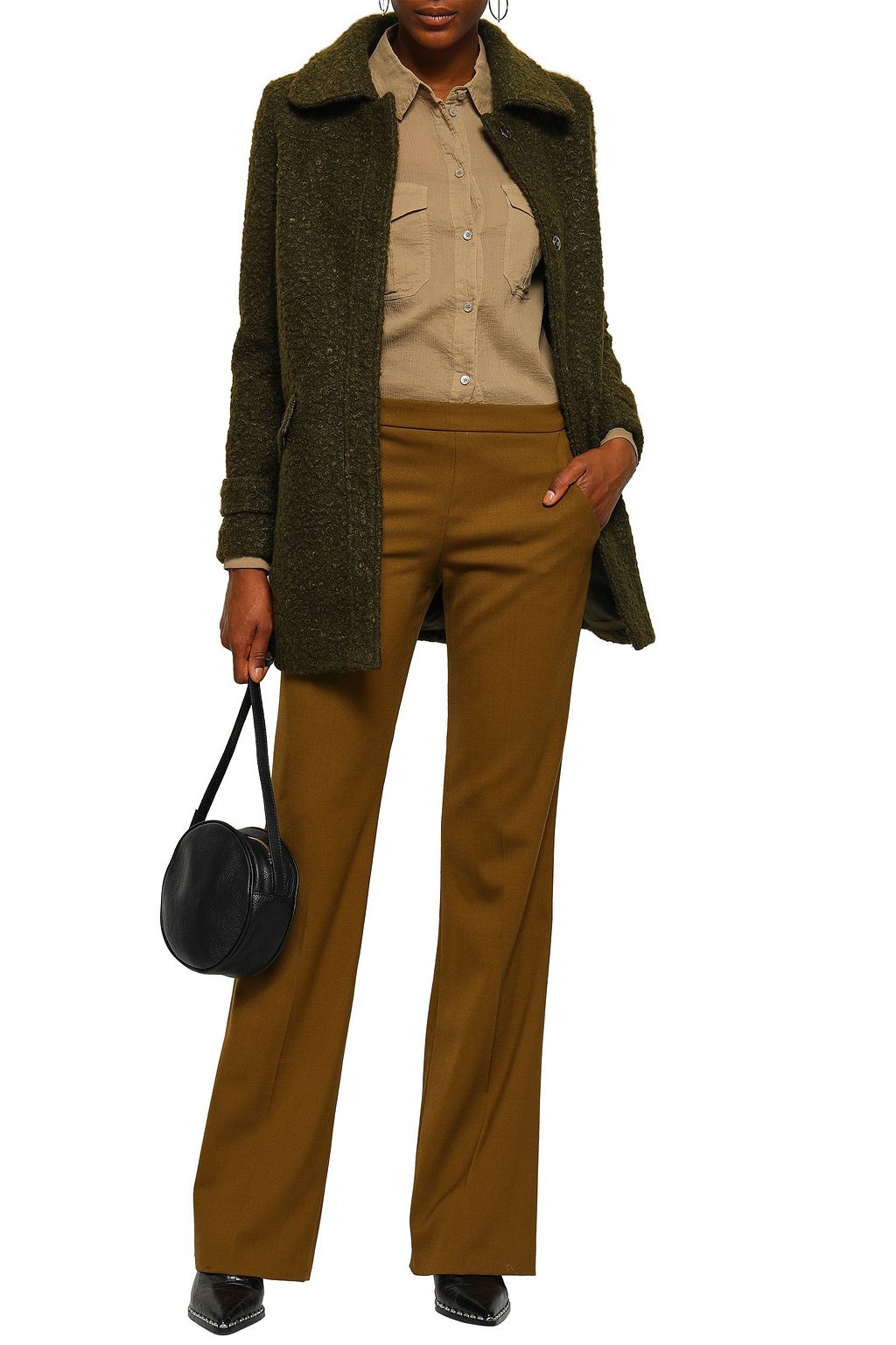 LINE Ludwig faux fur-trimmed bouclé coat