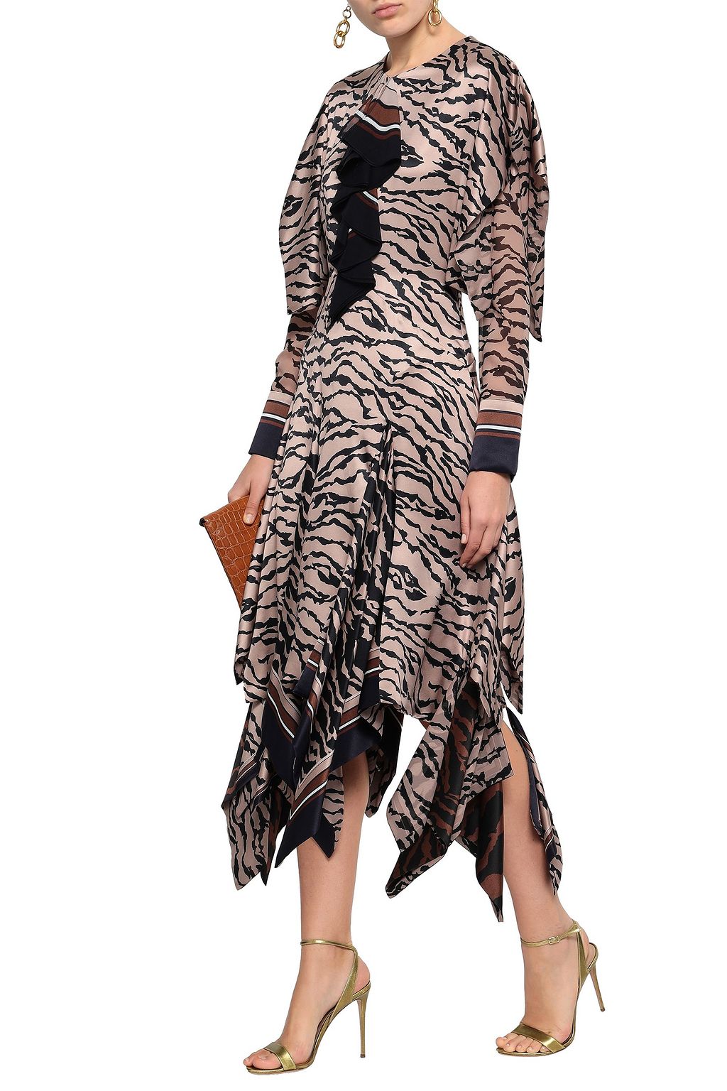 ROBERTO CAVALLI Animal-print silk midi dress