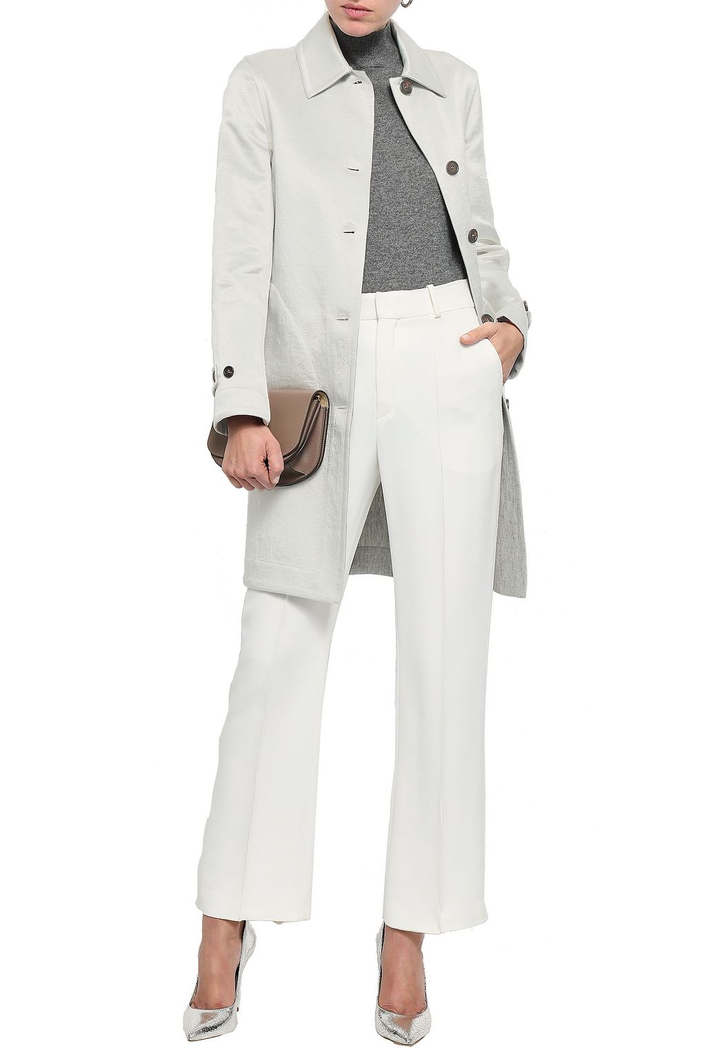 BRUNELLO CUCINELLI Linen-blend satin coat