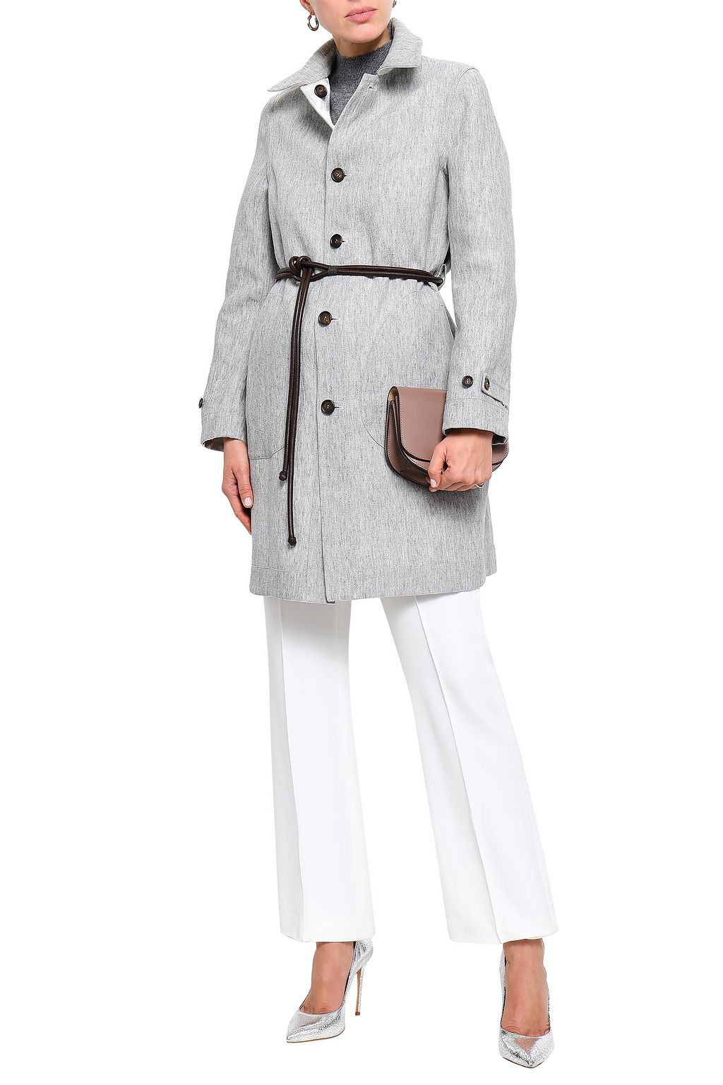BRUNELLO CUCINELLI Linen-blend satin coat