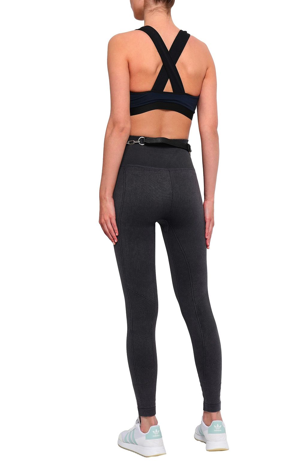 YUMMIE BY HEATHER THOMSON Seamless paneled ribbed stretch-jersey leggings
