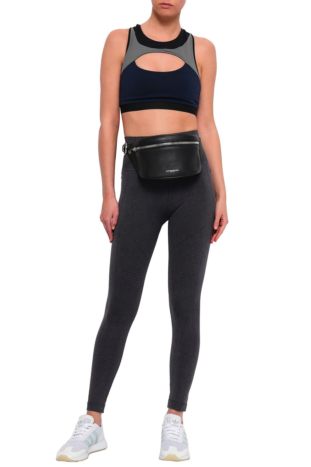 YUMMIE BY HEATHER THOMSON Seamless paneled ribbed stretch-jersey leggings