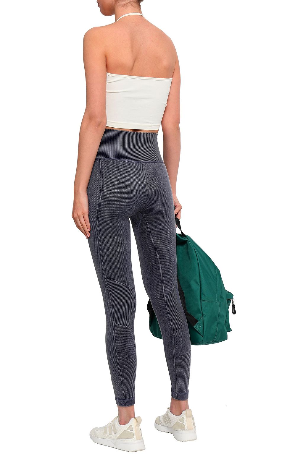 YUMMIE BY HEATHER THOMSON Seamless paneled ribbed stretch-jersey leggings