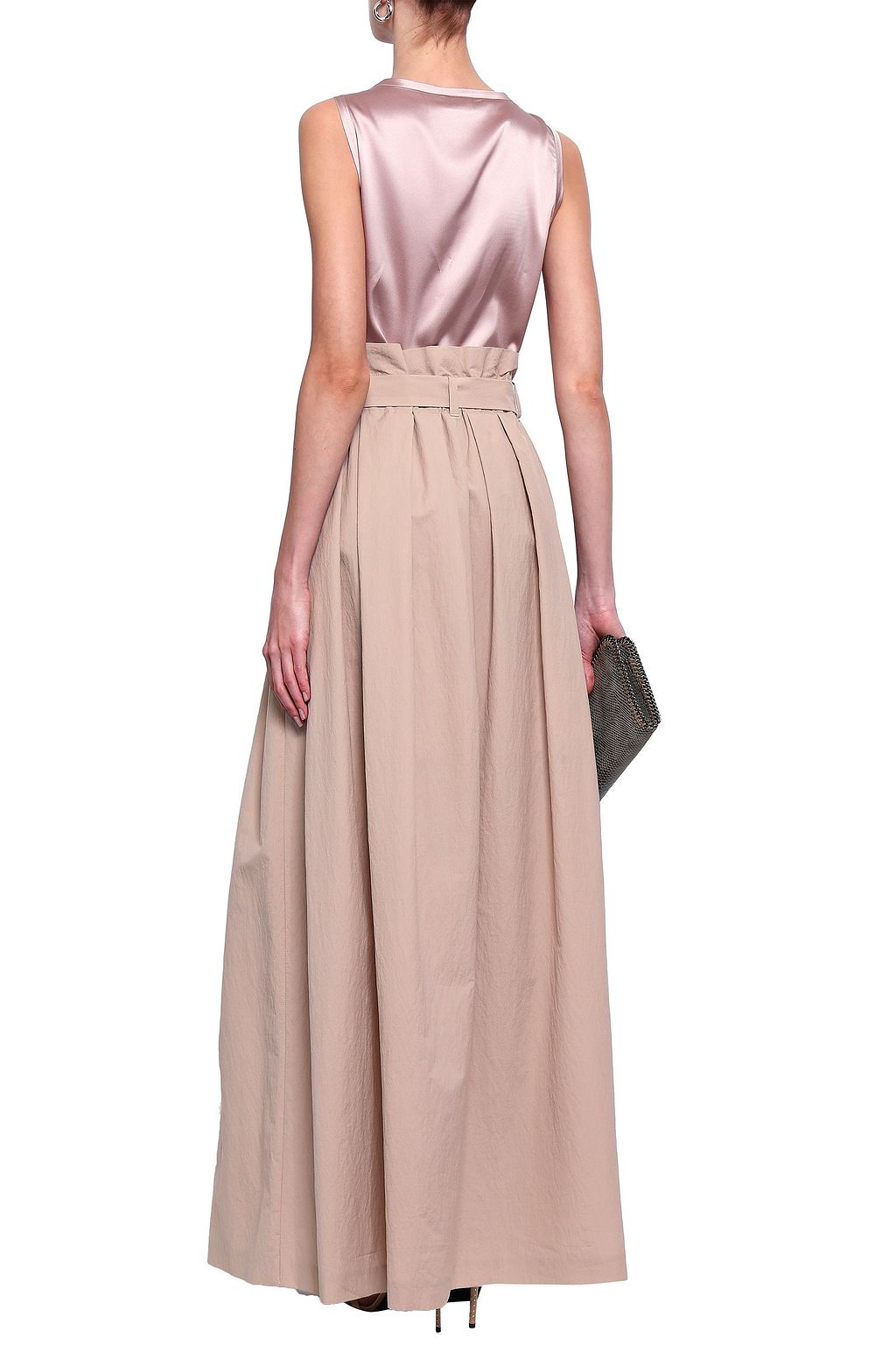 BRUNELLO CUCINELLI Belted cotton-blend poplin maxi skirt