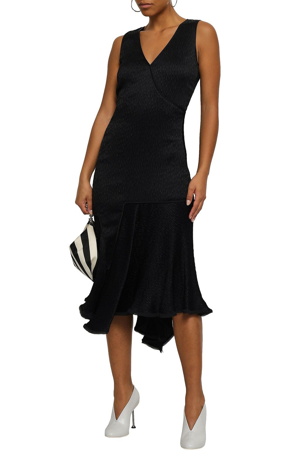 JASON WU Draped crinkled satin midi dress