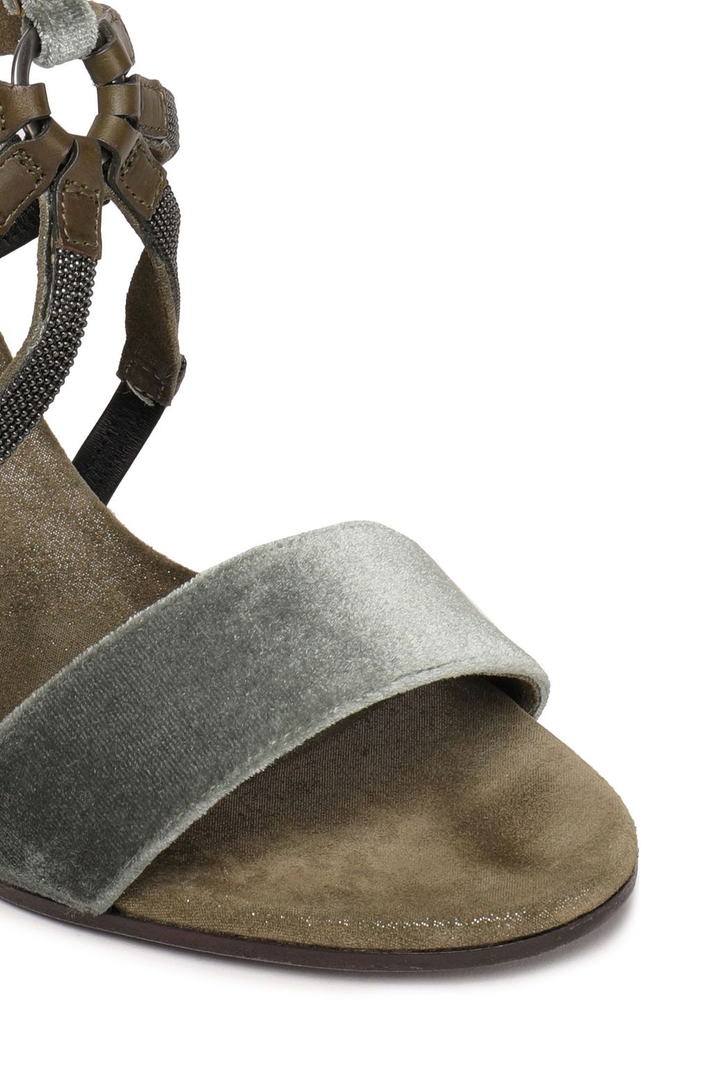 BRUNELLO CUCINELLI صندل من المخمل مزين بالخرز