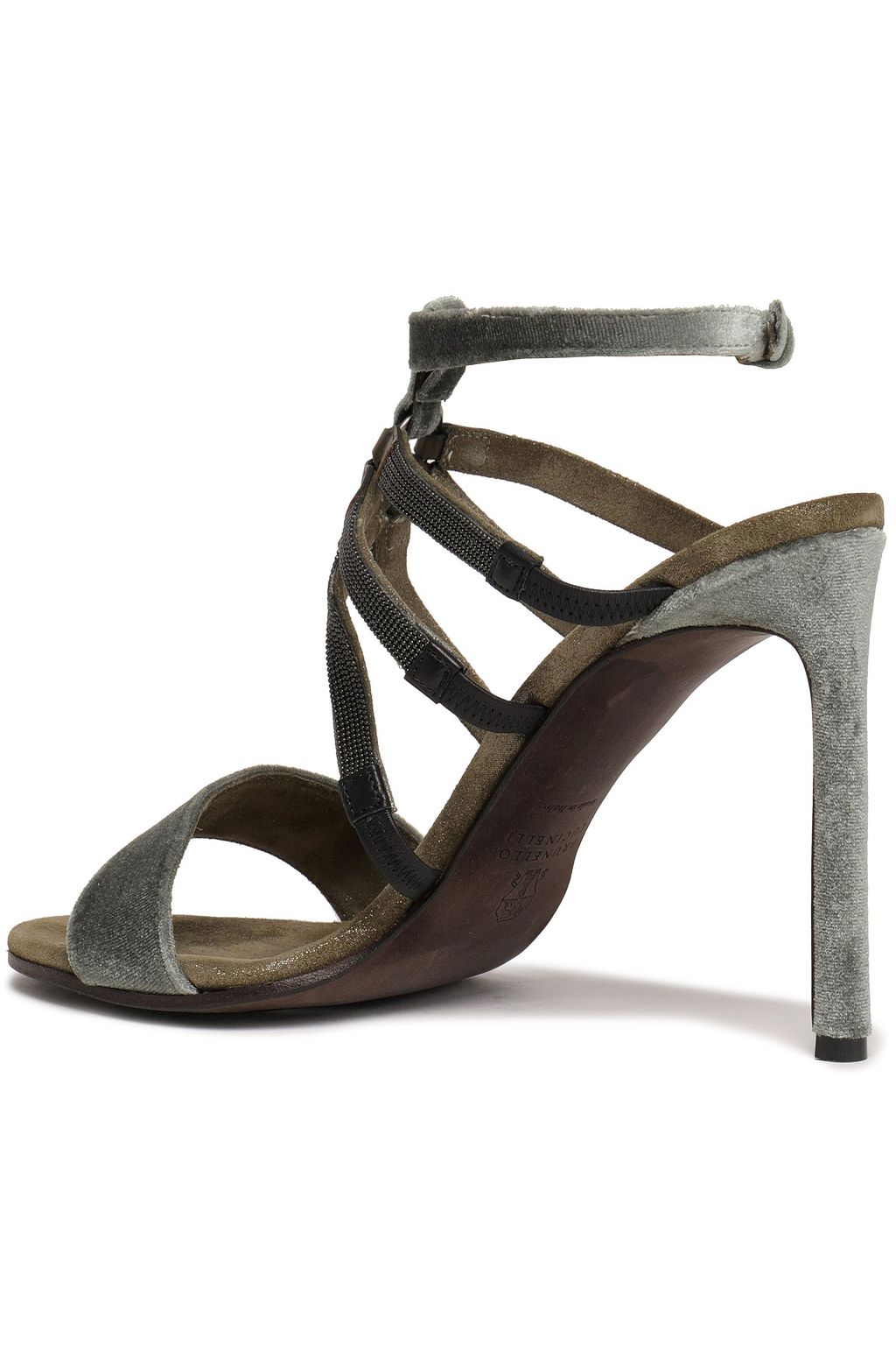 BRUNELLO CUCINELLI صندل من المخمل مزين بالخرز