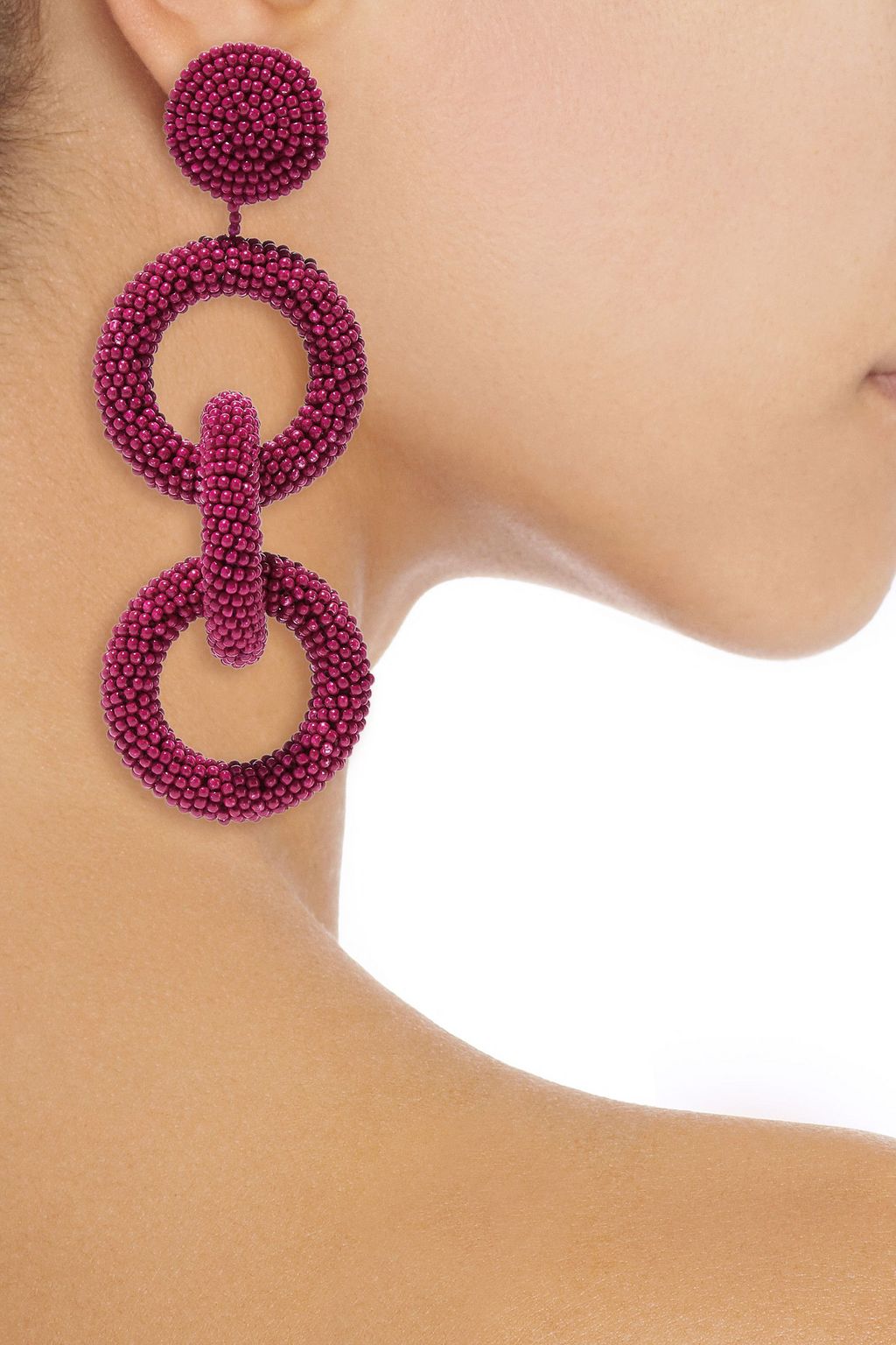 KENNETH JAY LANE Beaded silver-tone earrings