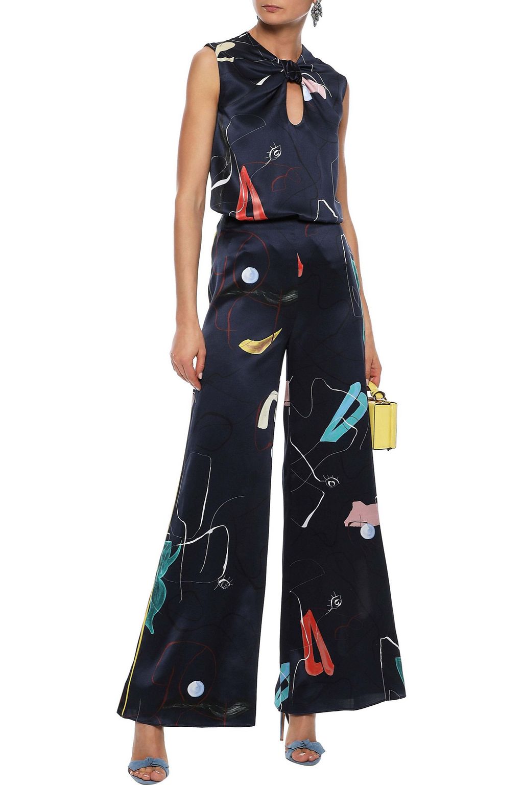 ROKSANDA Knotted printed silk-satin blouse