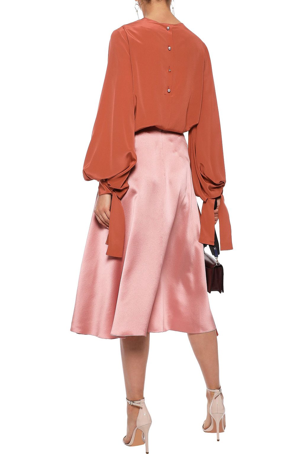ROKSANDA Mahira draped color-block silk-satin midi skirt
