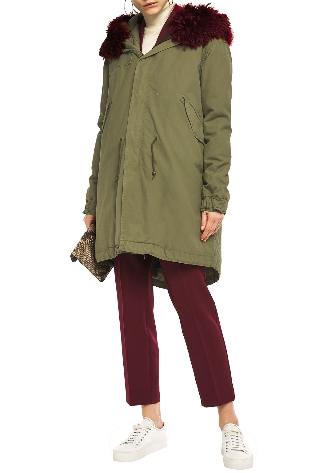 MR & MRS ITALY Shearling-trimmed cotton hooded jacket