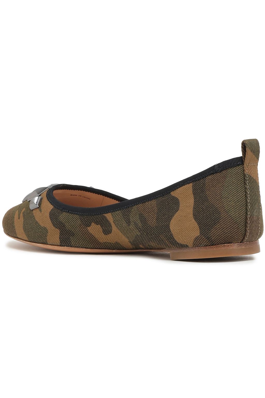 MARC JACOBS Studded printed gabardine ballet flats
