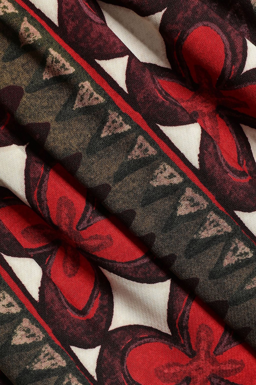 VALENTINO GARAVANI Printed gathered wool and silk-blend skirt