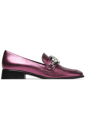 Crystal-embellished metallic leather loafers Crystal-embellished metallic leather loafers