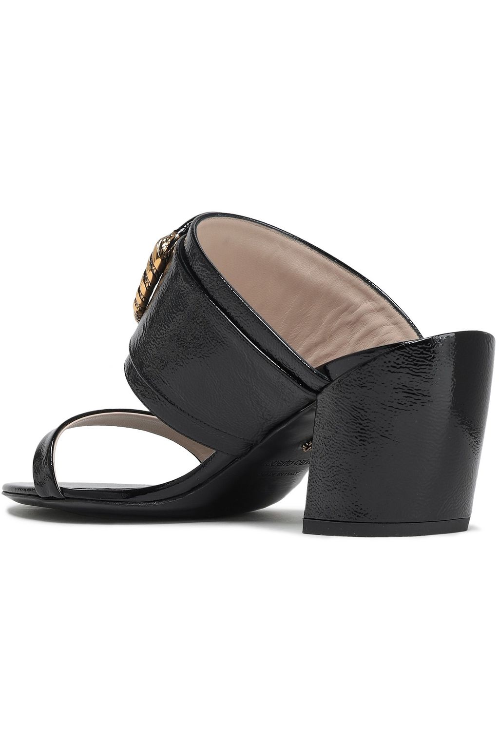 ROBERTO CAVALLI Embellished patent-leather mules