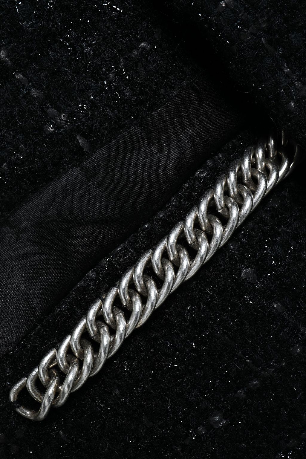 ALEXANDER WANG Chain-embellished frayed tweed coat