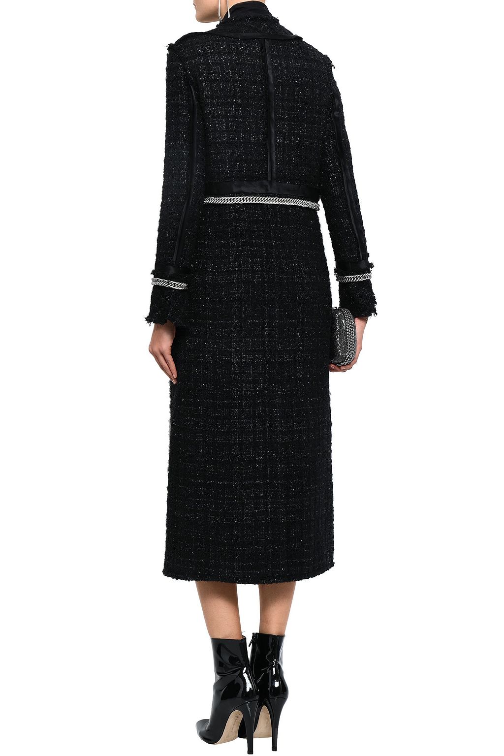 ALEXANDER WANG Chain-embellished frayed tweed coat