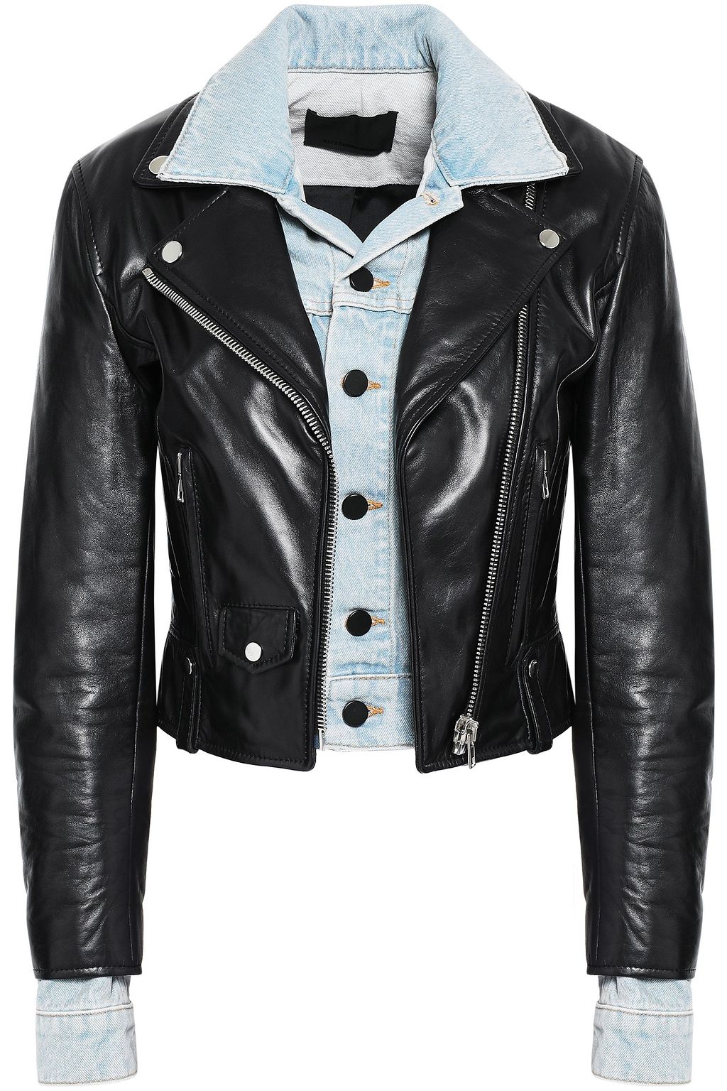 denim and leather motorcycle jacket