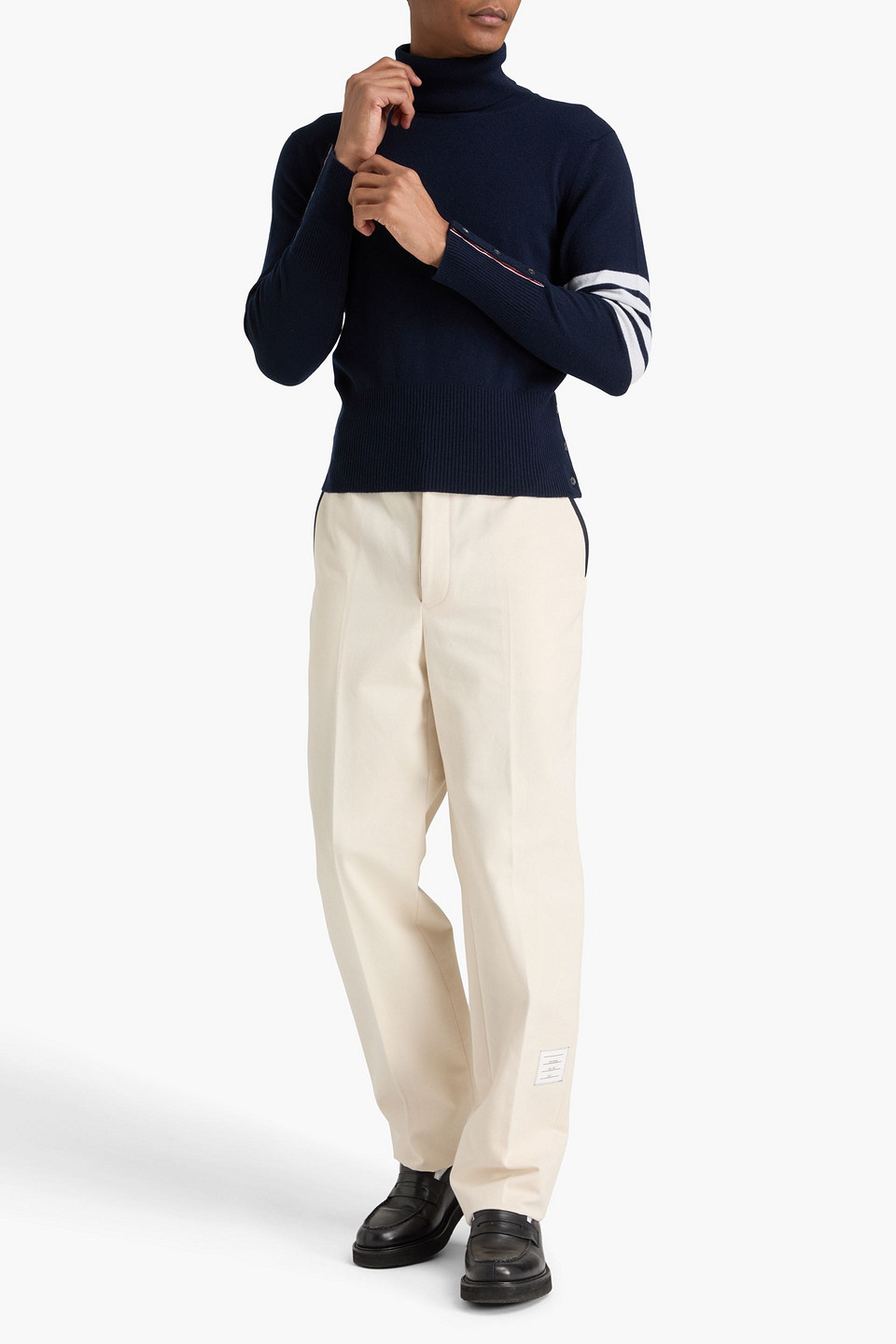  Thom Browne - Striped Cashmere Turtleneck Sweater - Blau - 0 
