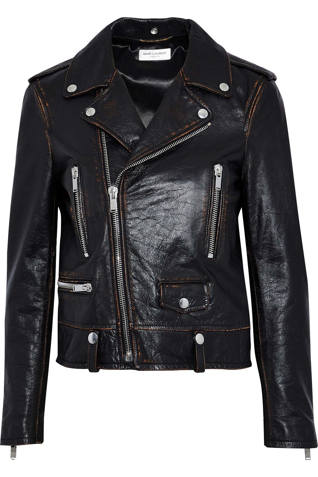 saint laurent distressed leather jacket