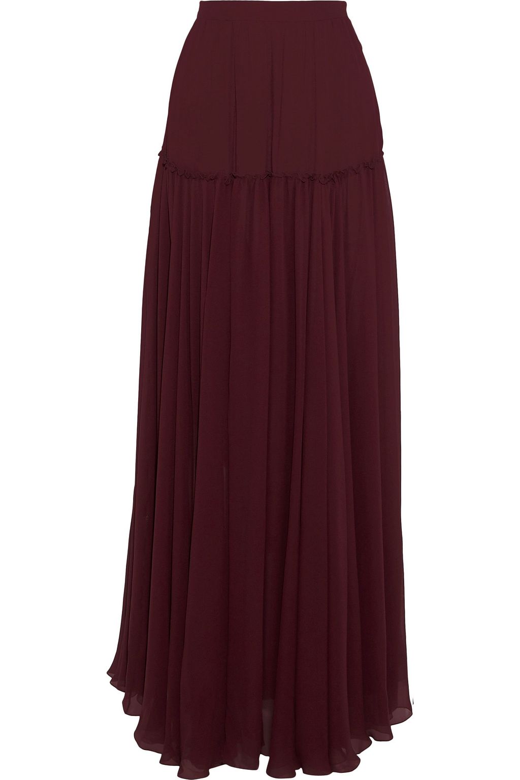 burgundy chiffon maxi skirt