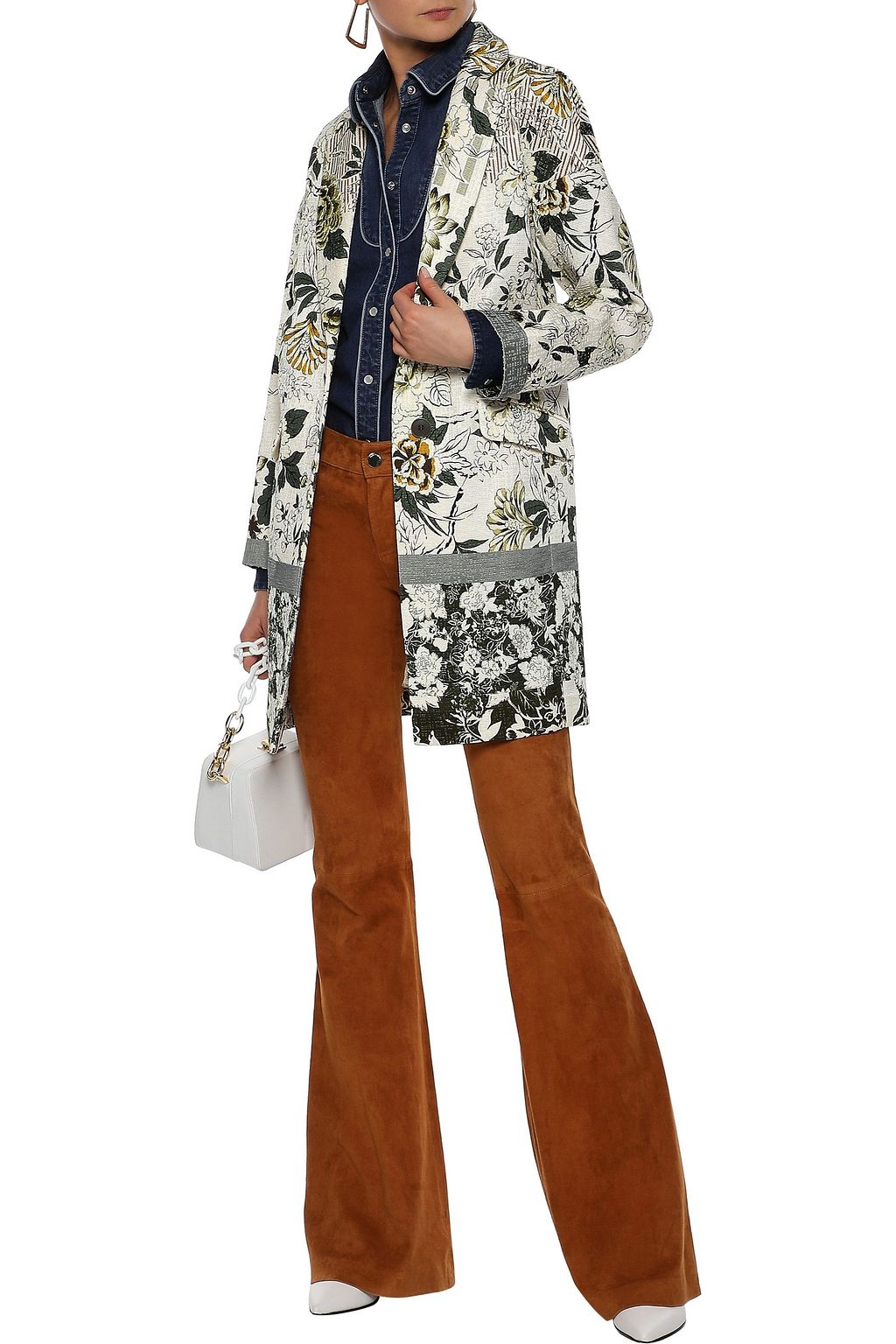 ETRO Floral-print textured cotton-blend coat