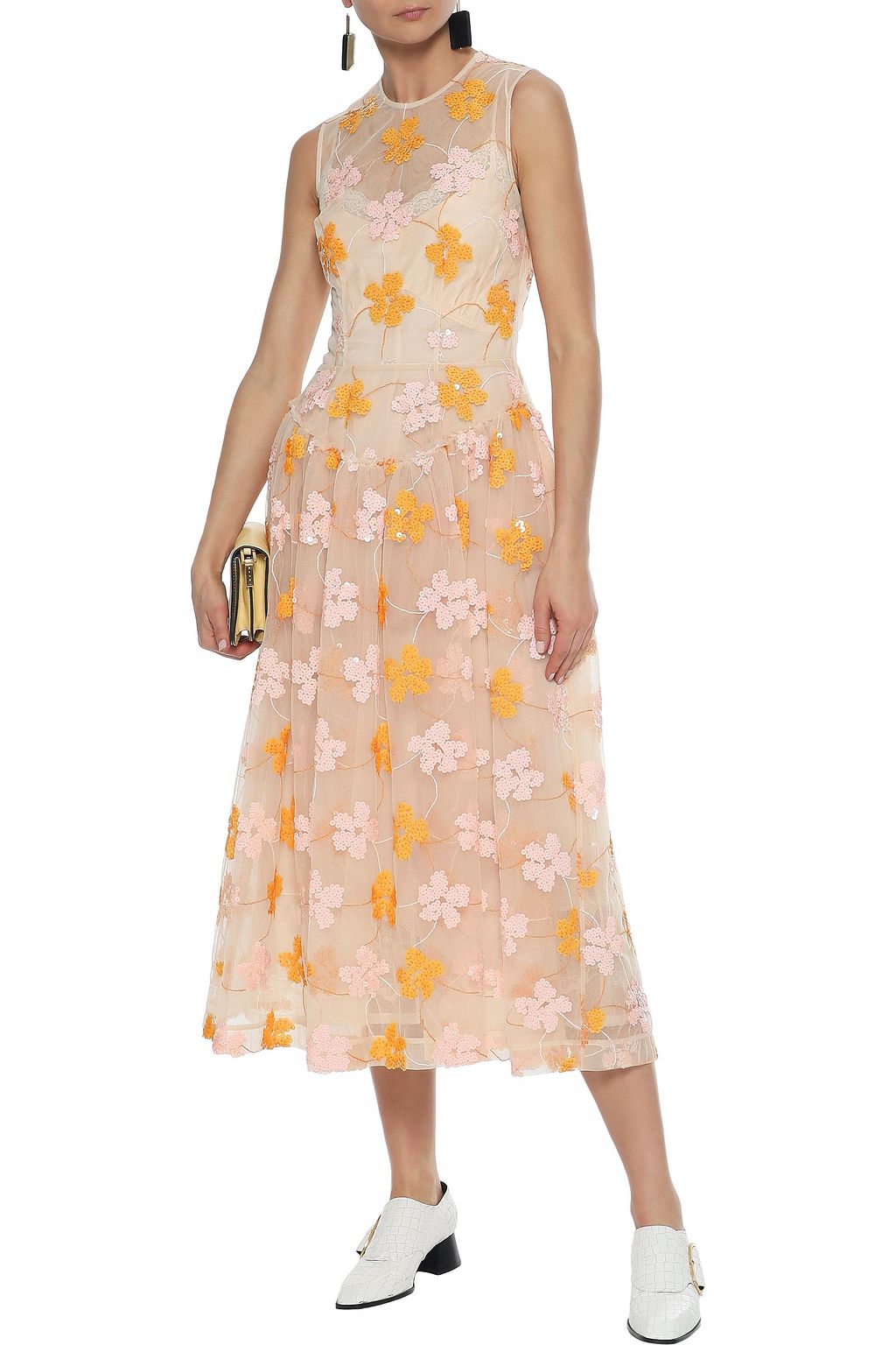 SIMONE ROCHA Sequin-embellished tulle midi dress