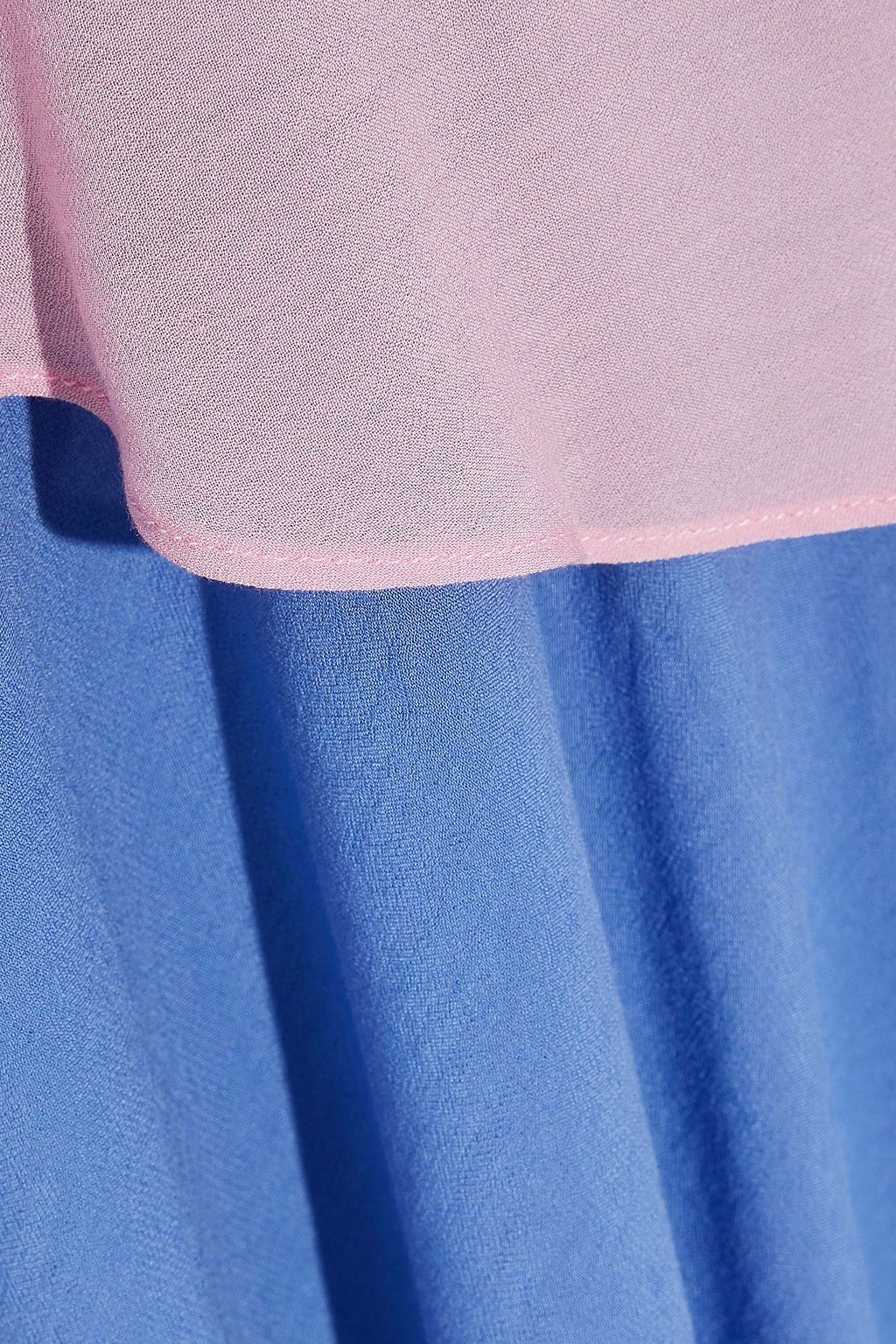 PREEN LINE Emma asymmetric two-tone crepe de chine midi skirt