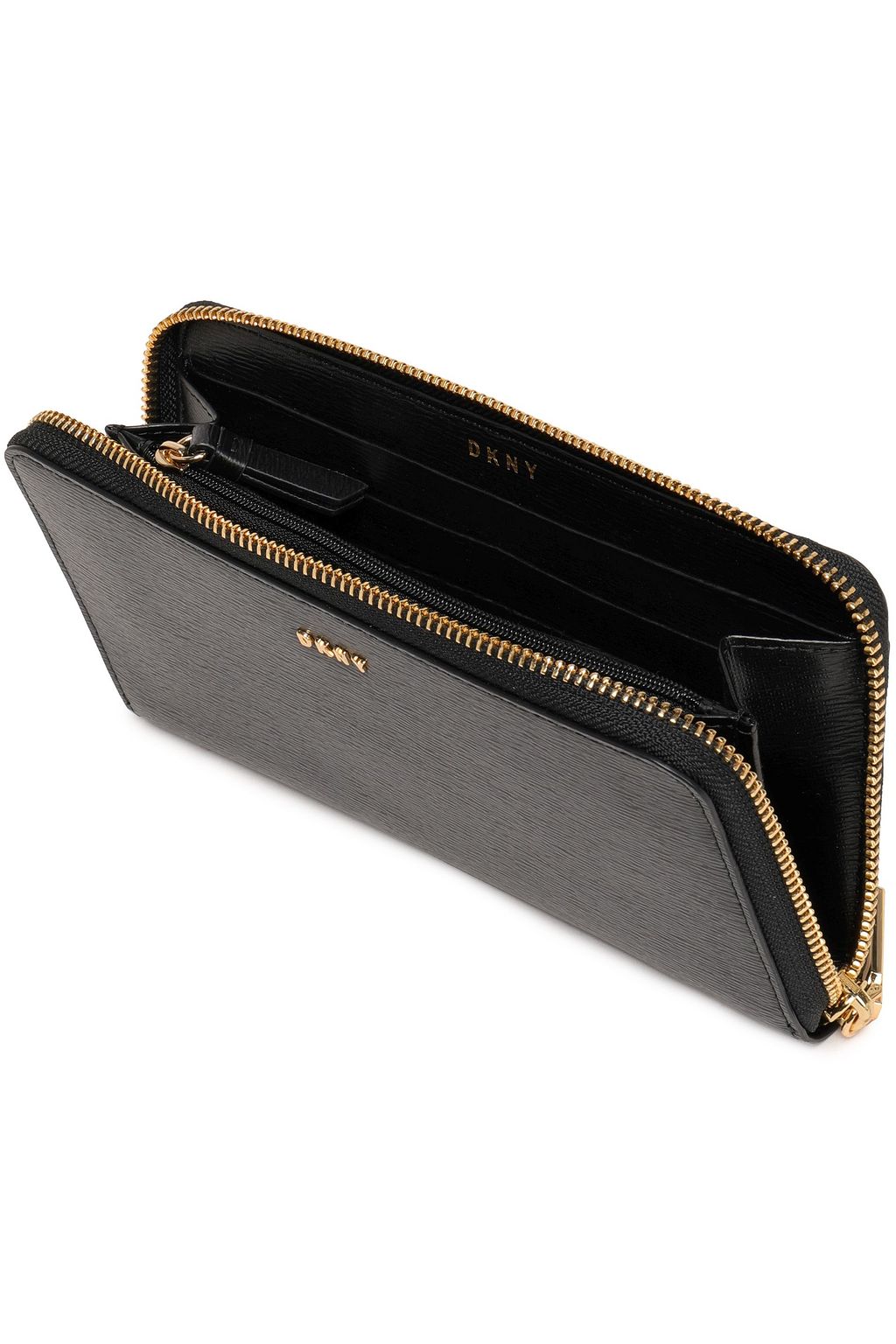 DKNY Metallic textured-leather wallet