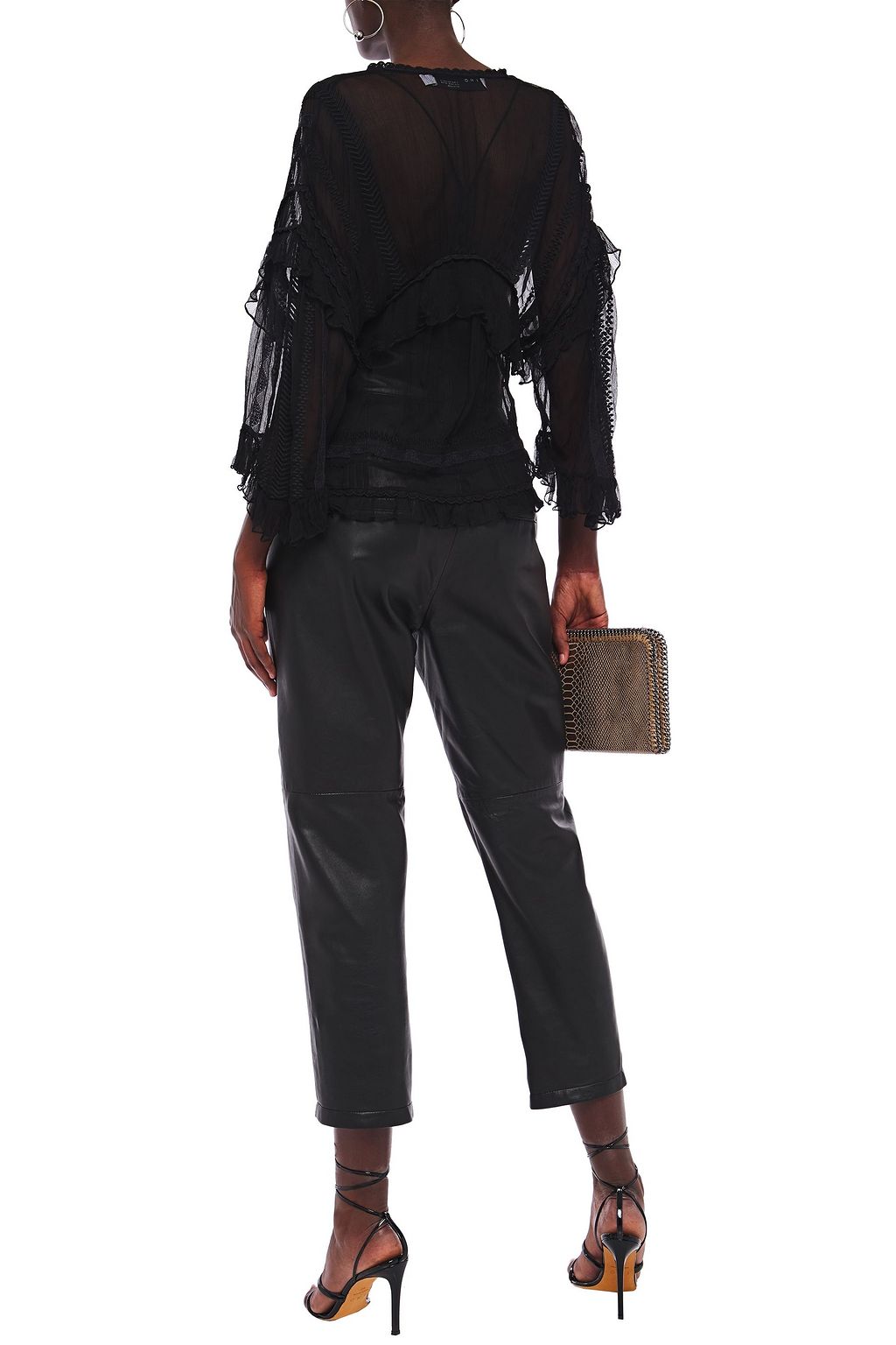 IRO Halo ruffled embroidered georgette blouse
