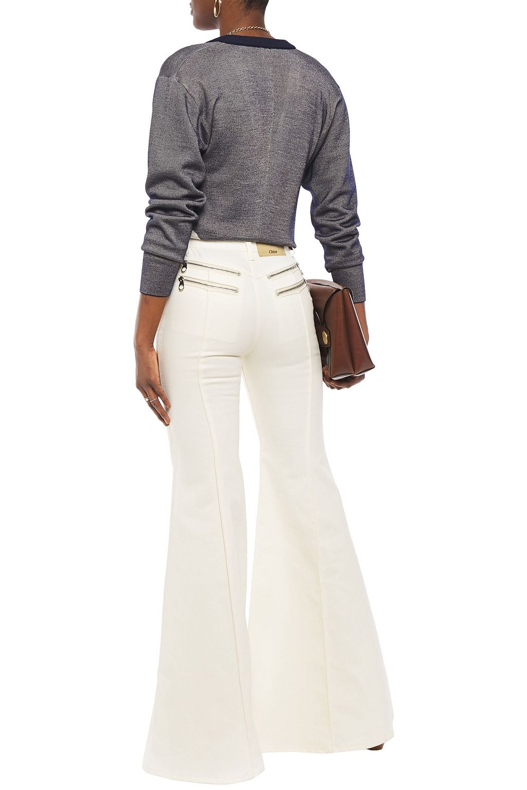 CHLOÉ Zip-detailed high-rise flared jeans