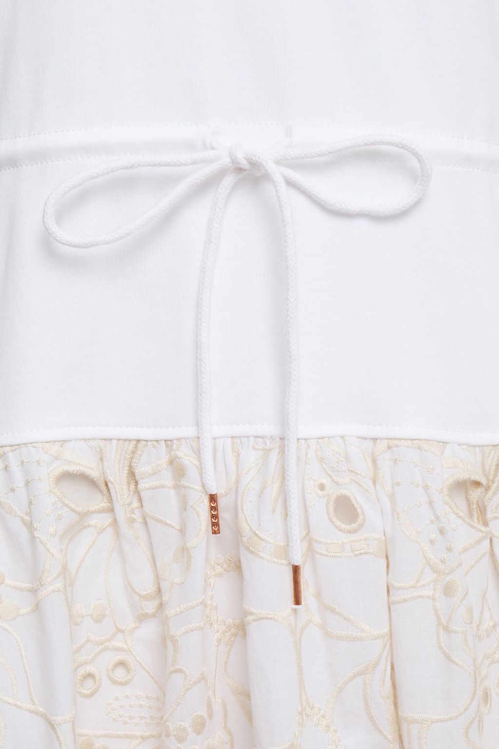 SEE BY CHLOÉ Flared broderie anglaise-paneled cotton-jersey mini dress