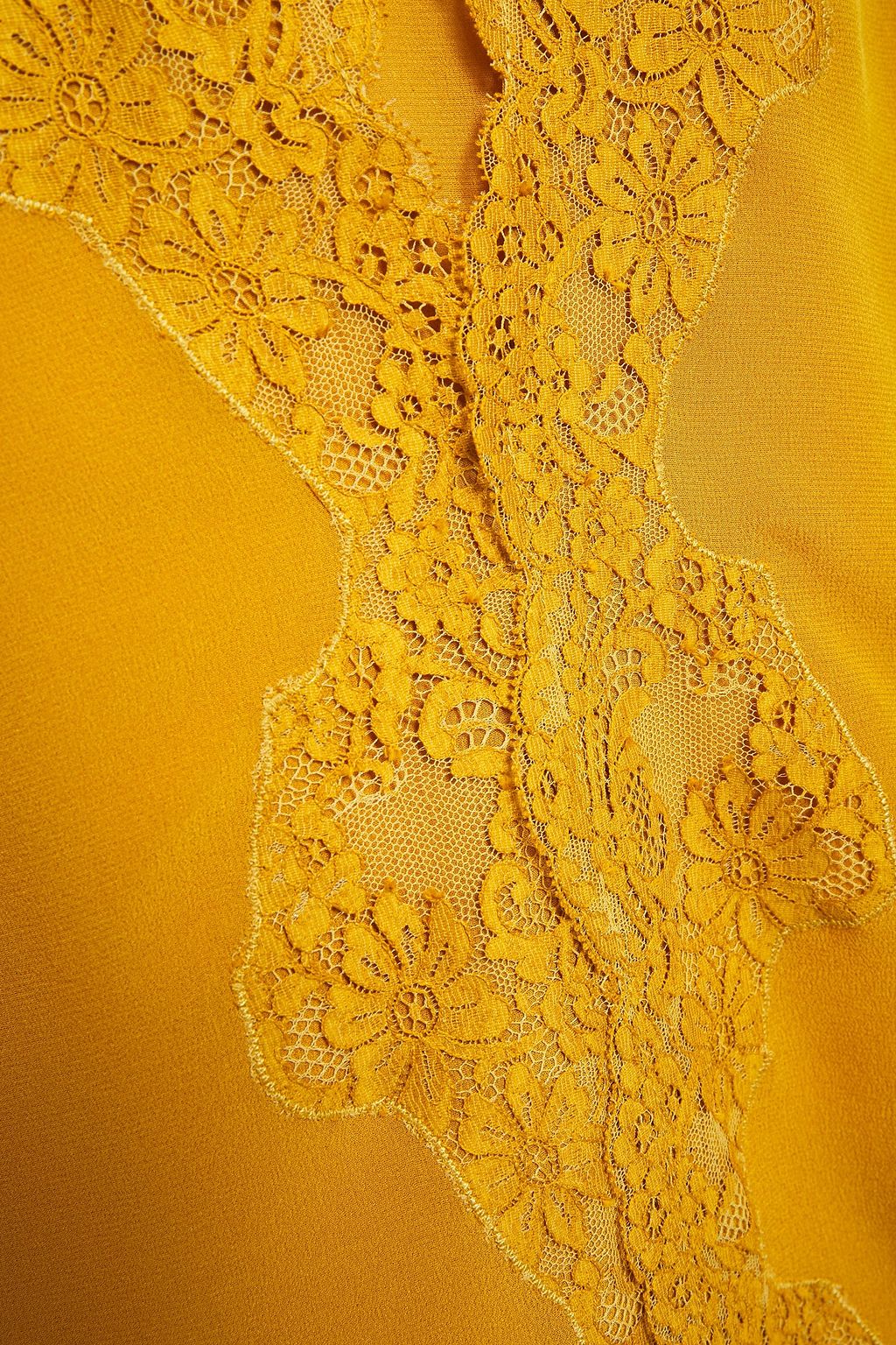 CHLOÉ Lace-trimmed silk-georgette blouse