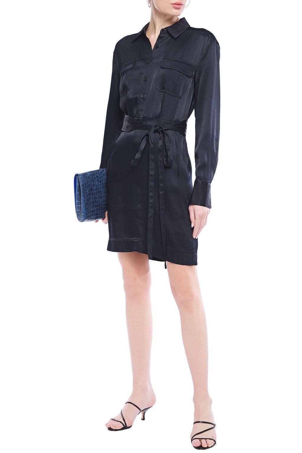 EQUIPMENT Axelle belted satin-twill mini shirt dress