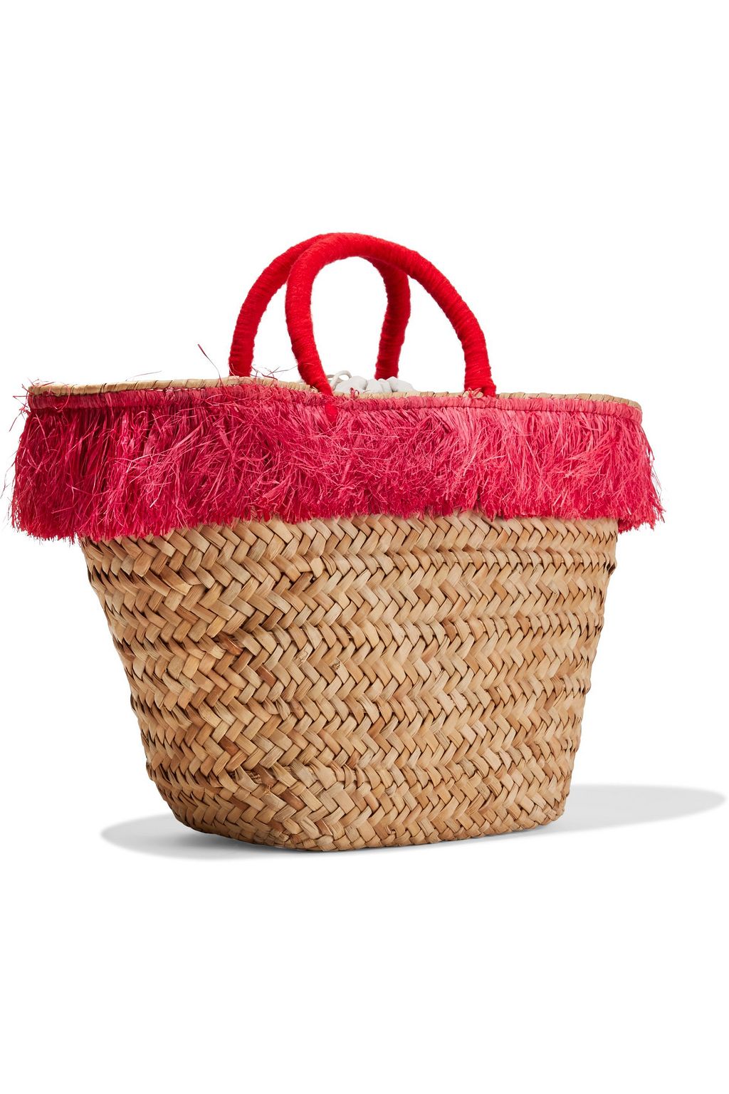 KAYU Fallyn fringe-trimmed woven straw tote